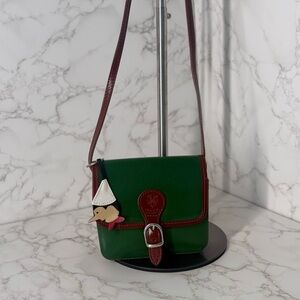 Green and Brown Leather Crossbody Bag